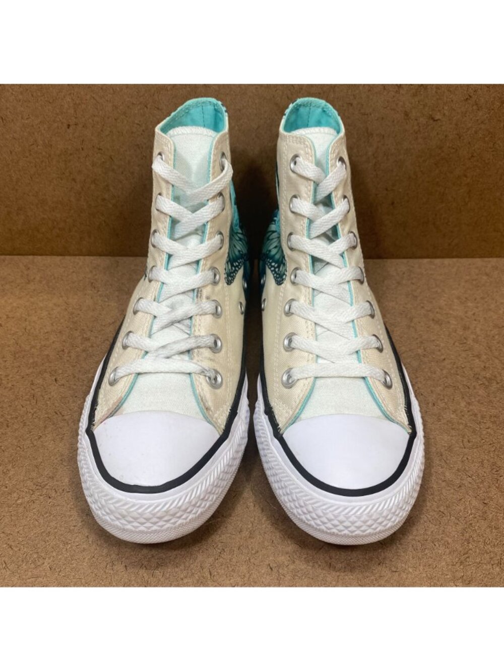 Converse Chuck Taylor All Star Womens Butterfly High-Top Shoes Size 8 White Teal - Picture 2 of 8